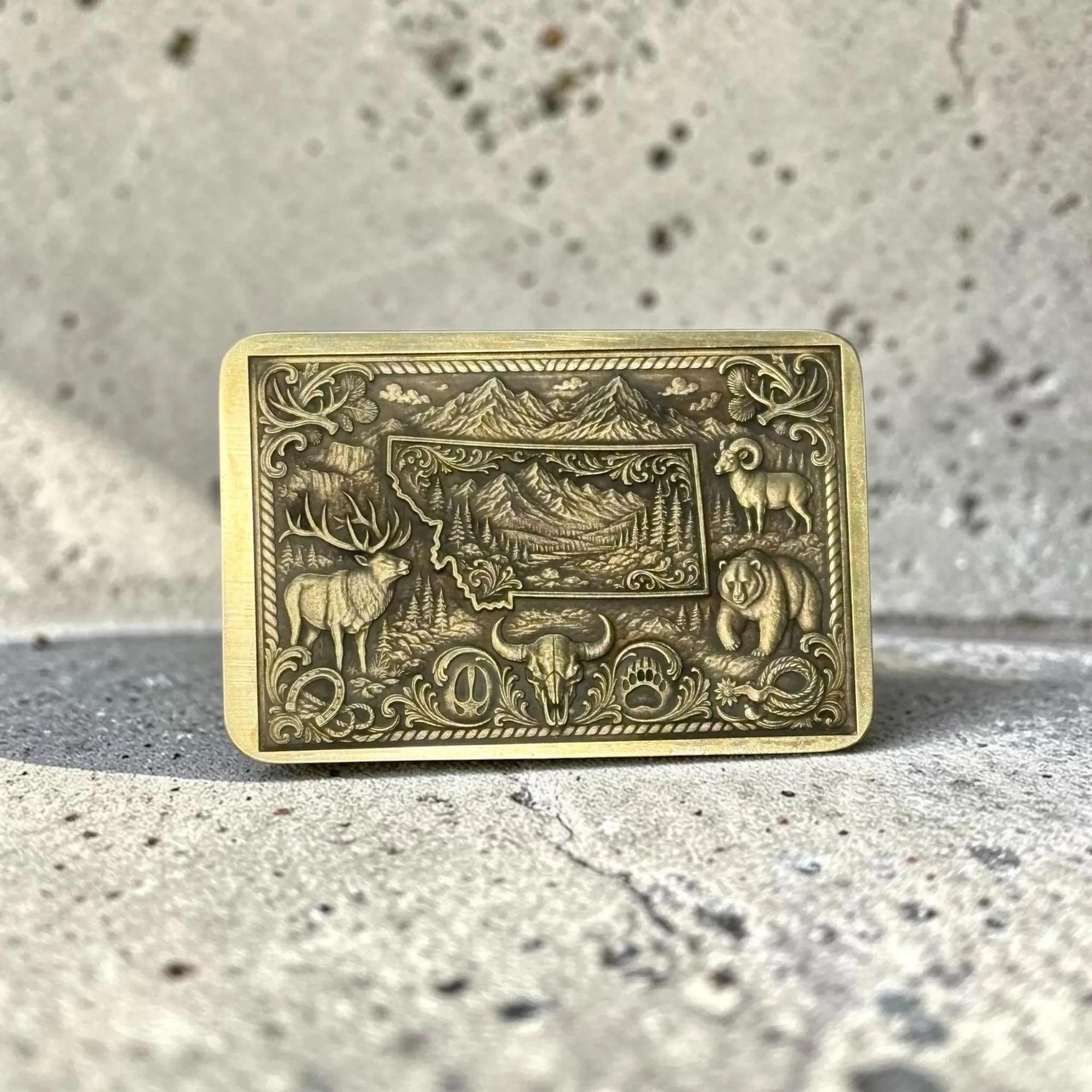 Brass Belt Buckles / Solid Brass Engraved / Custom Personalized Western Buckle