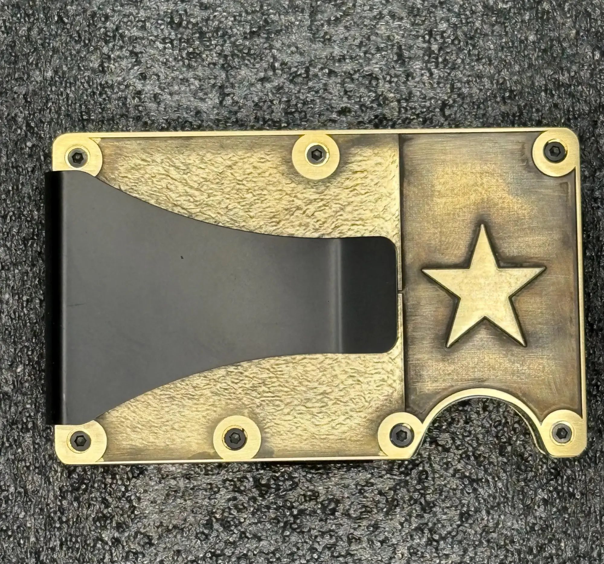 Minimalist Brass Engraved Wallet | Texas, Americana, Biker Skull Designs, Money Clip photo 2