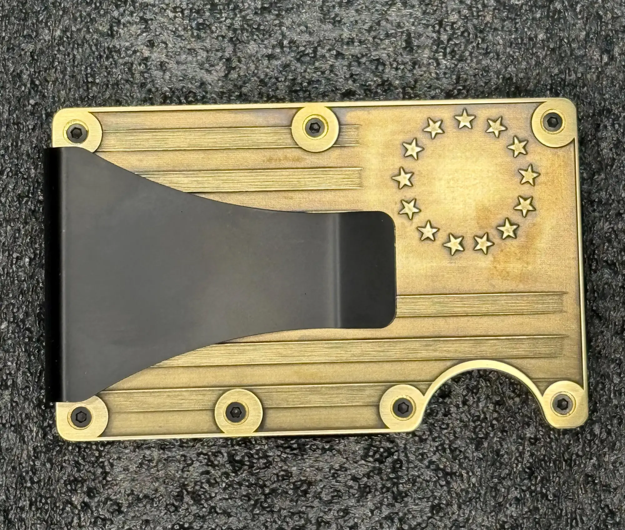 Minimalist Brass Engraved Wallet | Texas, Americana, Biker Skull Designs, Money Clip photo 4