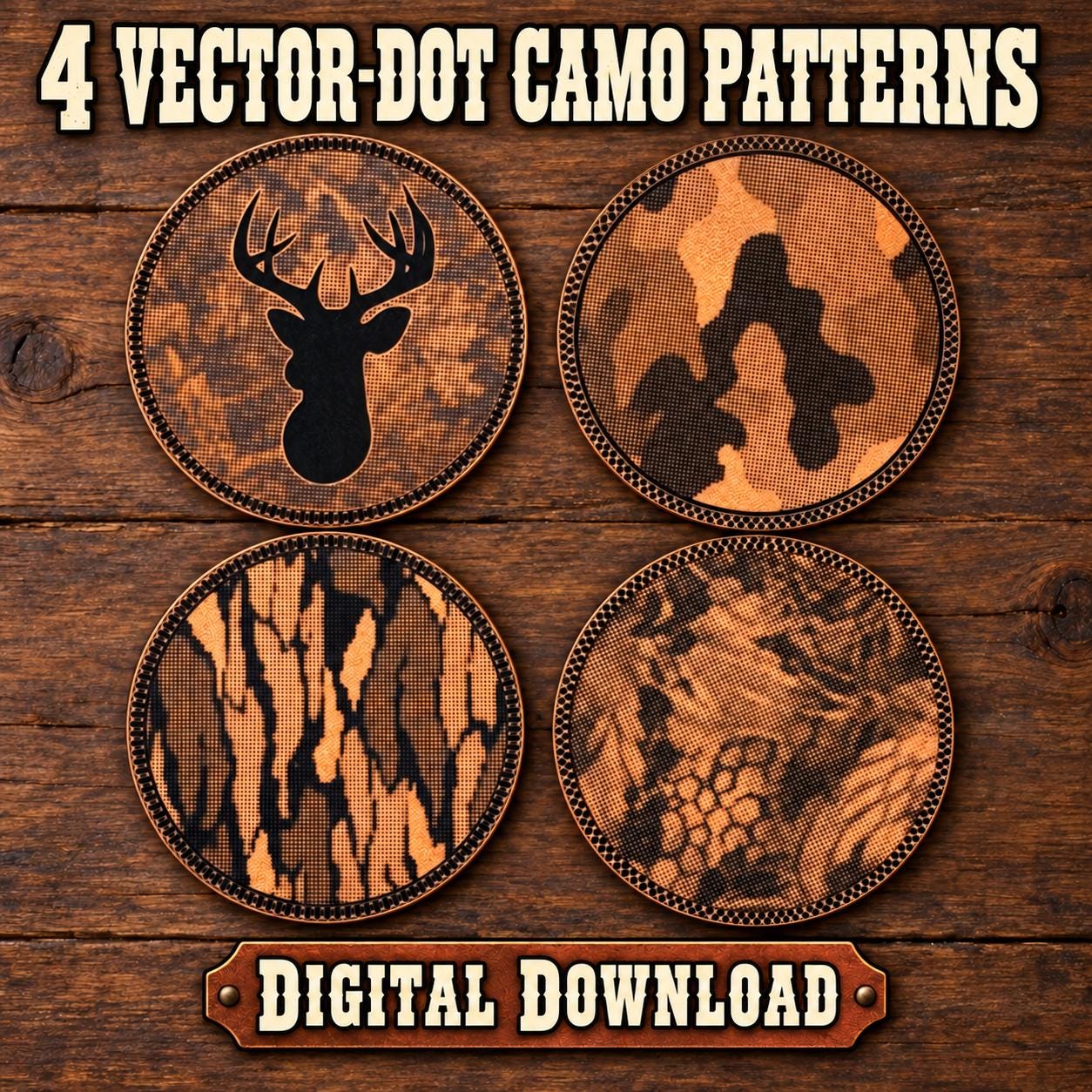 Camouflage Vector Dot SVG Bundle – Tooled Leather Laser Engraving Patterns