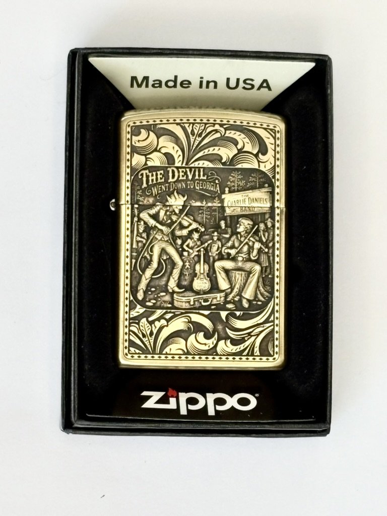 Engraved Brushed Brass Zippo Lighter – Personalized Windproof Lighter with Custom Back Engraving photo 2