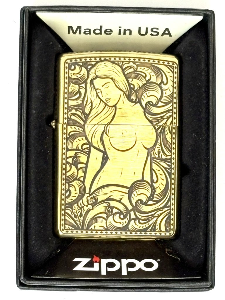 Engraved Brushed Brass Zippo Lighter – Personalized Windproof Lighter with Custom Back Engraving photo 5