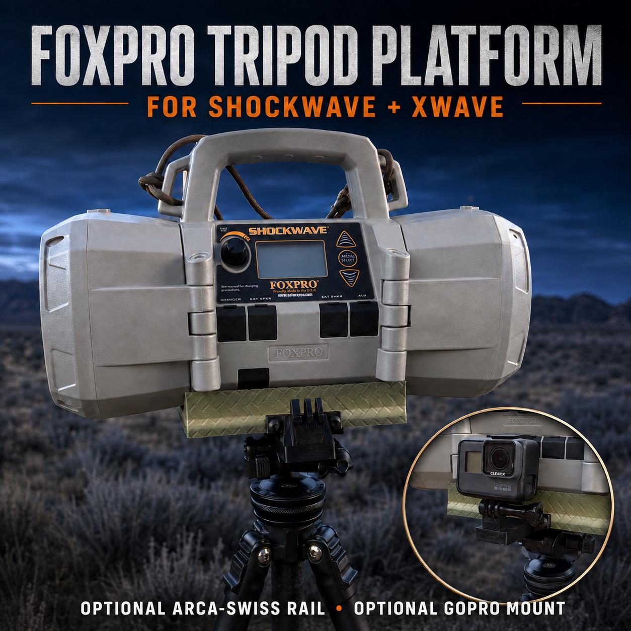 FoxPro Shockwave XWave Base Mount, Arca Rail, GoPro Mount