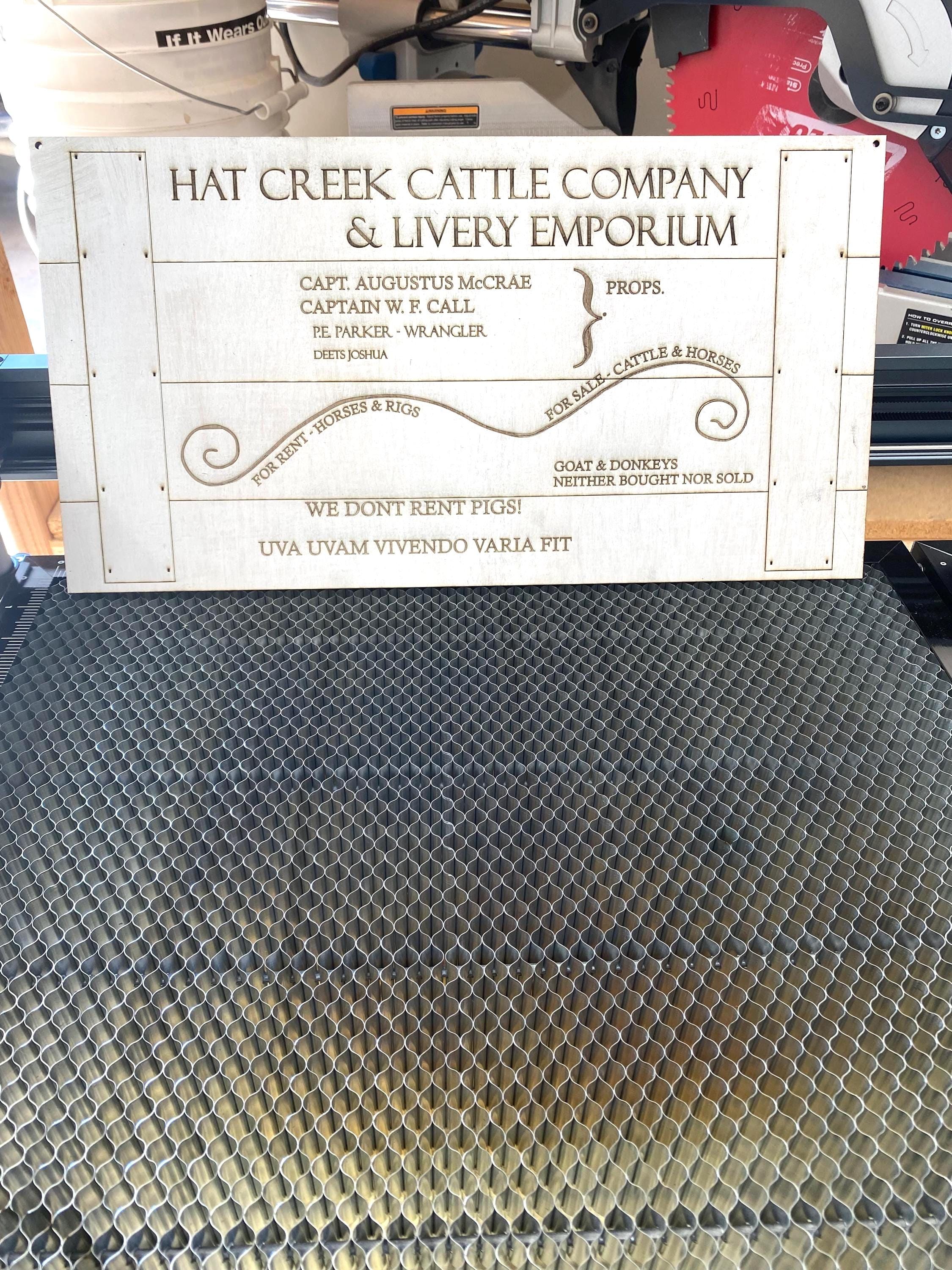 Lonesome Dove Hat Creek Cattle Company Laser File Template photo 2