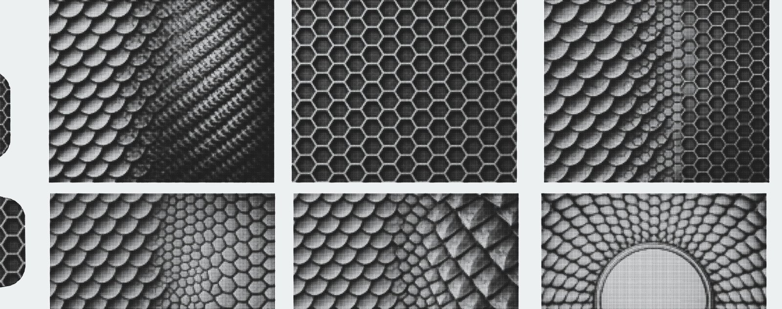 Fish Scale & Honeycomb Pattern SVG Bundle – Vector-Dot Laser Engraving Backgrounds for Patches photo 2